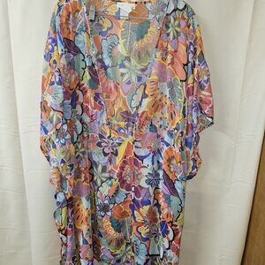 Bleu Rod Beattie Vibrant Multicolor Floral Beach Coverup